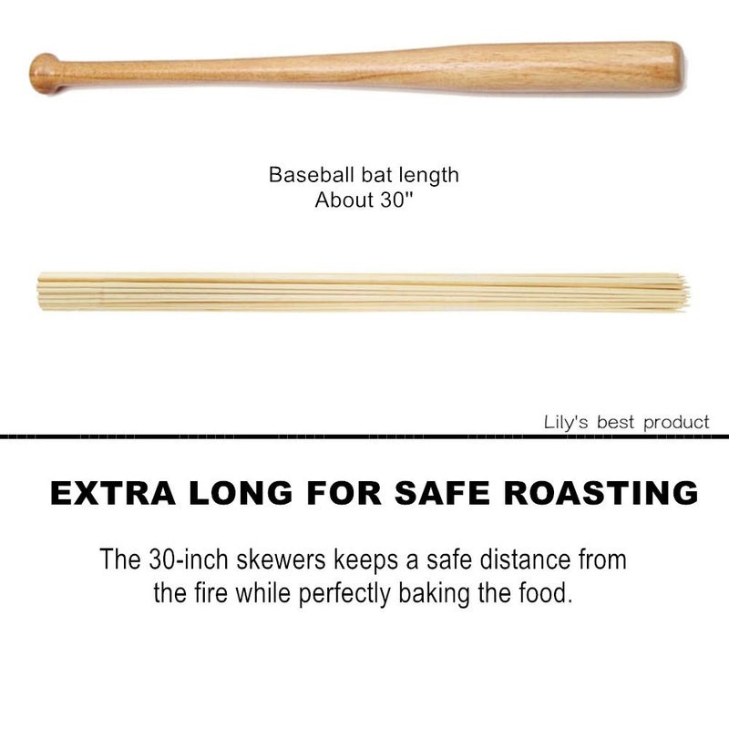 HOPELF 30" Natural Bamboo Skewers Sticks for Marshmallowsï¼ŒS'Moresï¼ŒBBQï¼ŒKabobï¼ŒGrillingï¼ŒBarbecueï¼ŒRoastingï¼ŒCamping.More Size Choices 6"/8"/10"/12"/14"/36"(100 PCS) - Image 5